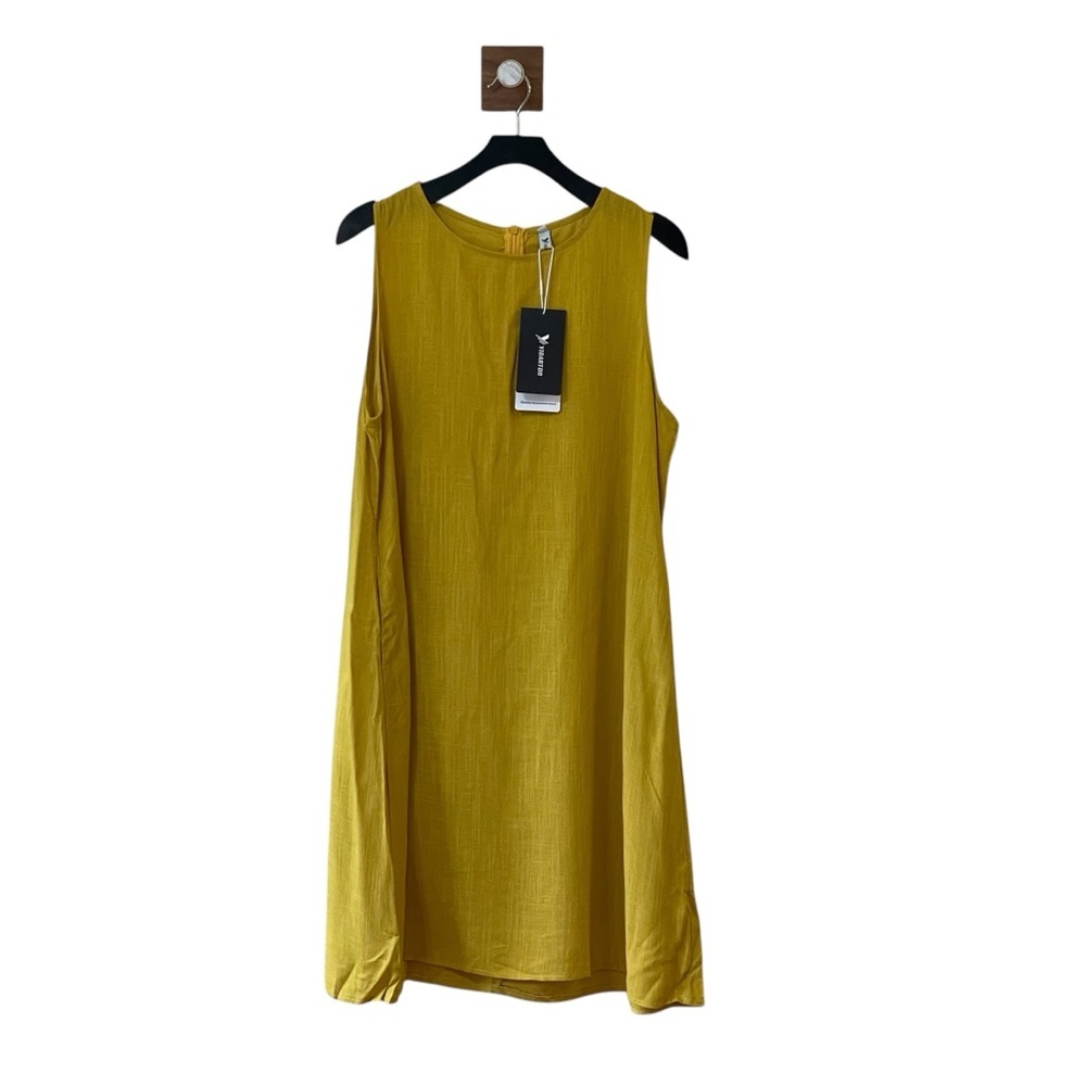 NWT! Yidarton Harvest Gold Cotton/‎ Linen Lagenlook Blend Shift Dress